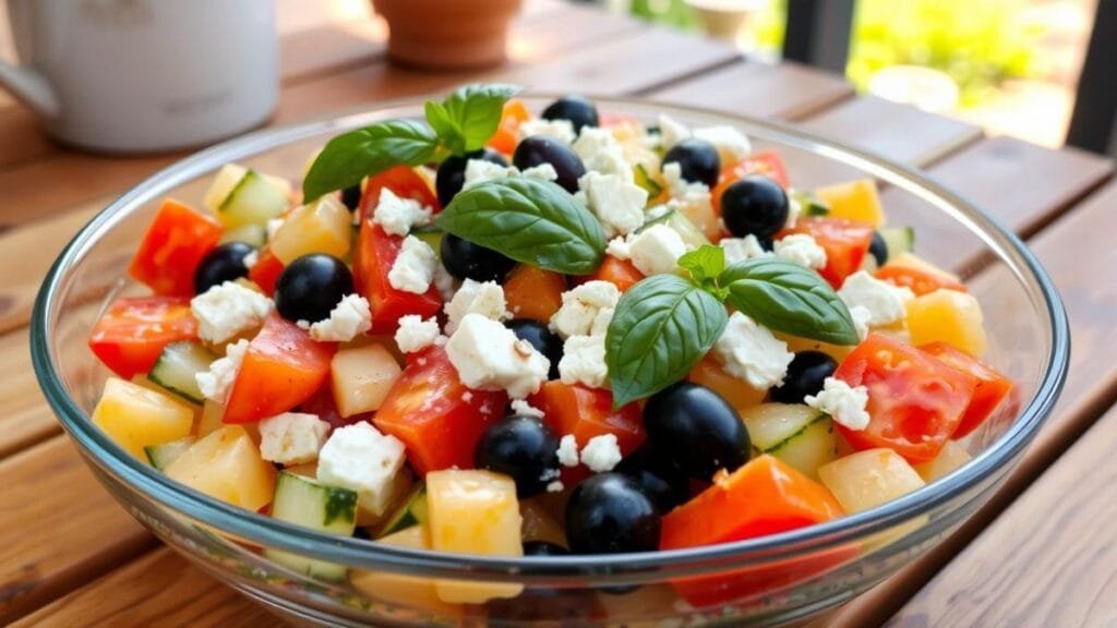 cucumber tomato pasta salad
