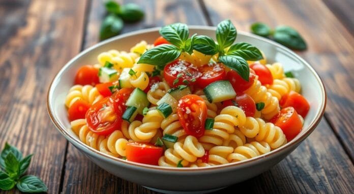 cucumber tomato pasta salad