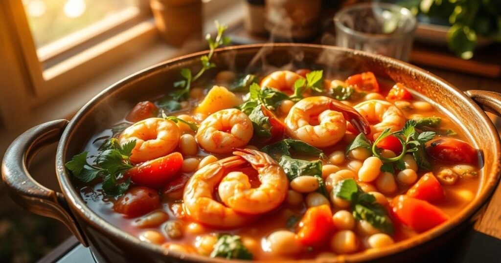 lemony shrimp and bean stew
