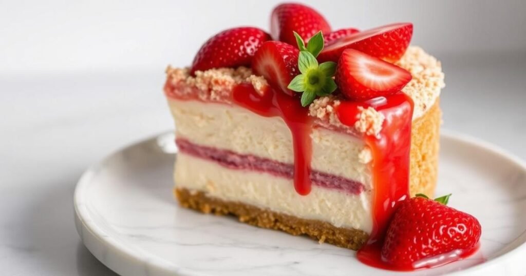 strawberry cheesecake crunch cake